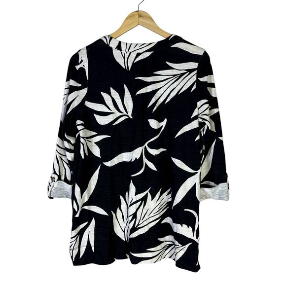 NWT Loft Tunic Top Womens S Black White Palm Tree 100% Cotton Resort Coastal - Picture 4 of 7